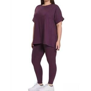 NEW VANILLA MONKEY buttery soft microfiber tee and leggings set plus in eggplant